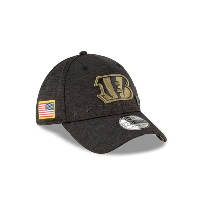 Black Cincinnati Bengals Hat - New Era NFL Salute To Service 39THIRTY Stretch Fit Caps USA7510236